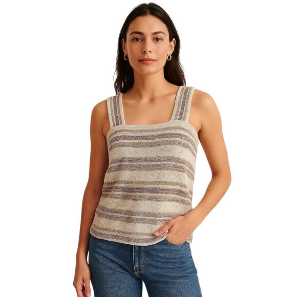 Madewell Striped Button-Back Tank Top, Women's, Sz Medium, Boho Festival Summer - Picture 1 of 7